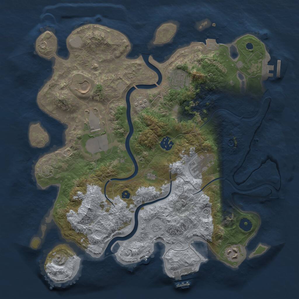 Rust Map: Procedural Map, Size: 3500, Seed: 593193580, 13 Monuments
