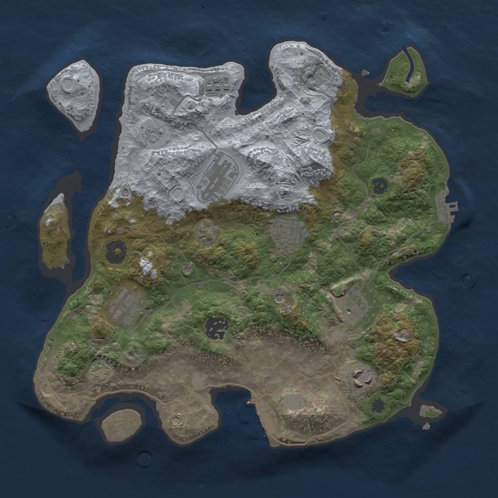 Rust Map: Procedural Map, Size: 3250, Seed: 466625520, 15 Monuments