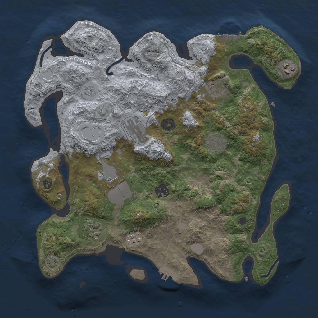 Rust Map: Procedural Map, Size: 3500, Seed: 719, 16 Monuments