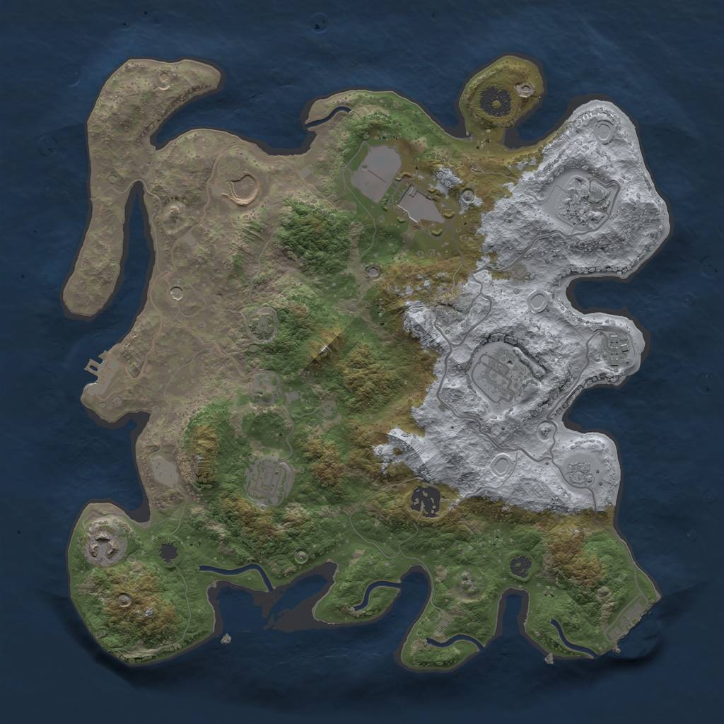 Rust Map: Procedural Map, Size: 3500, Seed: 780743001, 16 Monuments