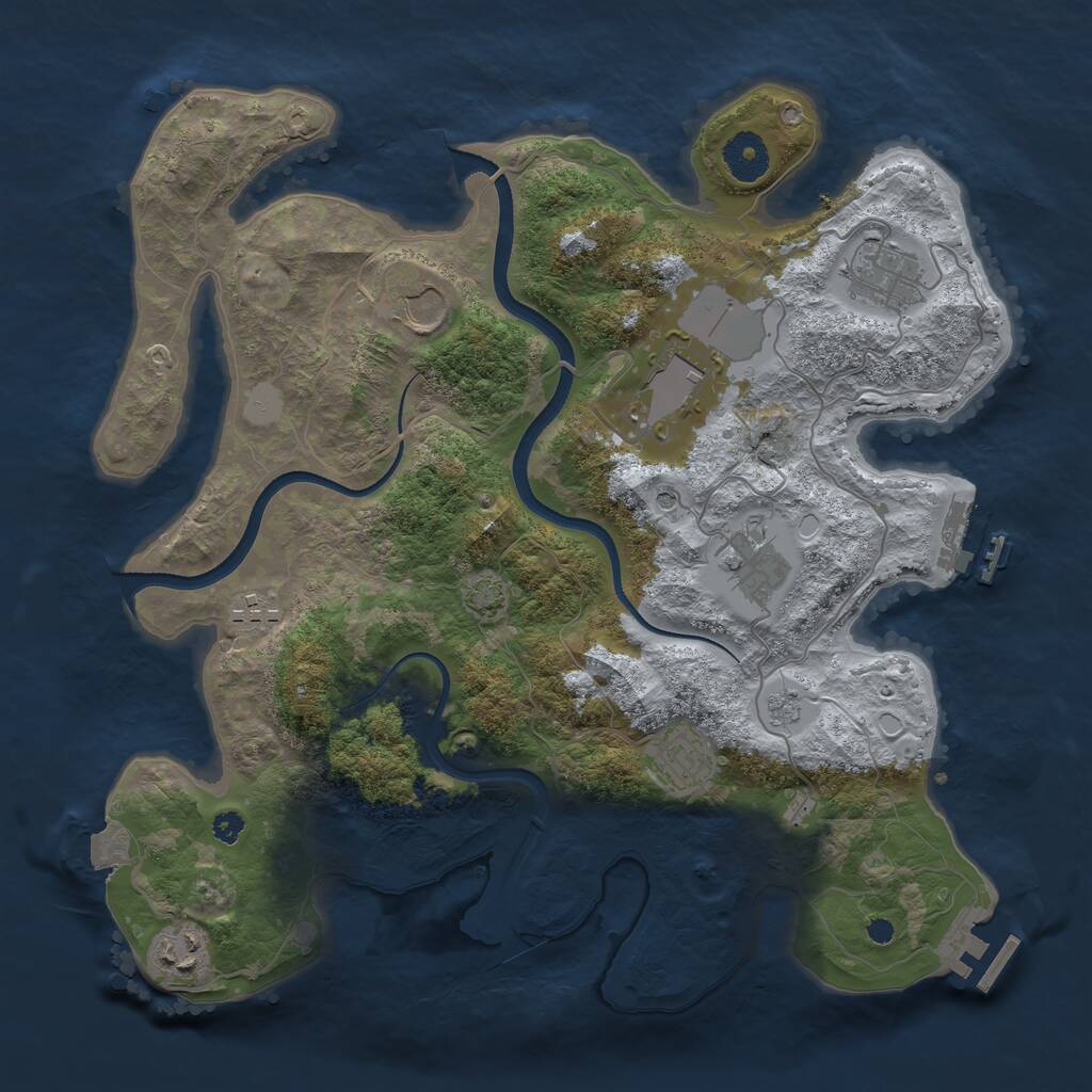 Rust Map: Procedural Map, Size: 3500, Seed: 780743001, 13 Monuments