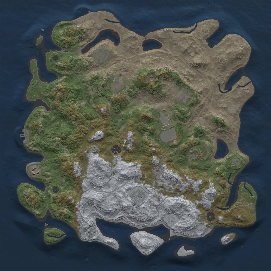 Rust Map: Procedural Map, Size: 4400, Seed: 36693412, 17 Monuments