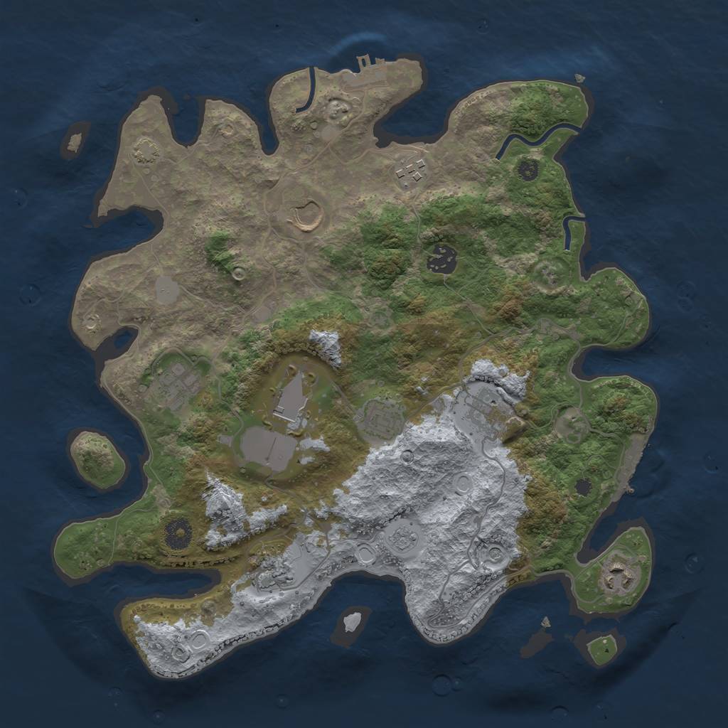 Rust Map: Procedural Map, Size: 3599, Seed: 6319190, 17 Monuments