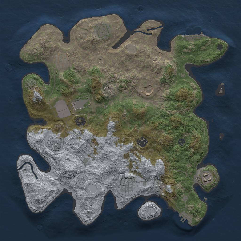 Rust Map: Procedural Map, Size: 3550, Seed: 78417202, 17 Monuments