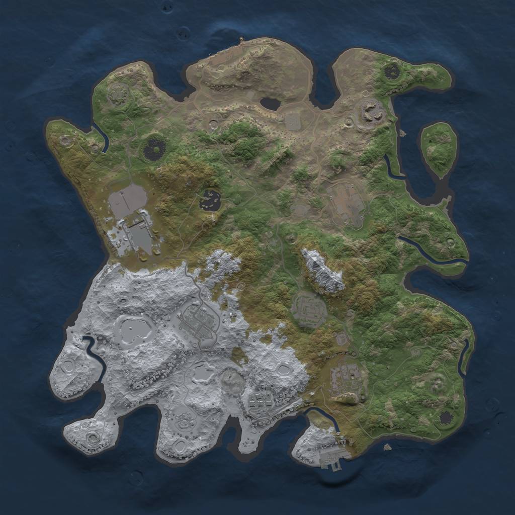 Rust Map: Procedural Map, Size: 3500, Seed: 1464311159, 16 Monuments