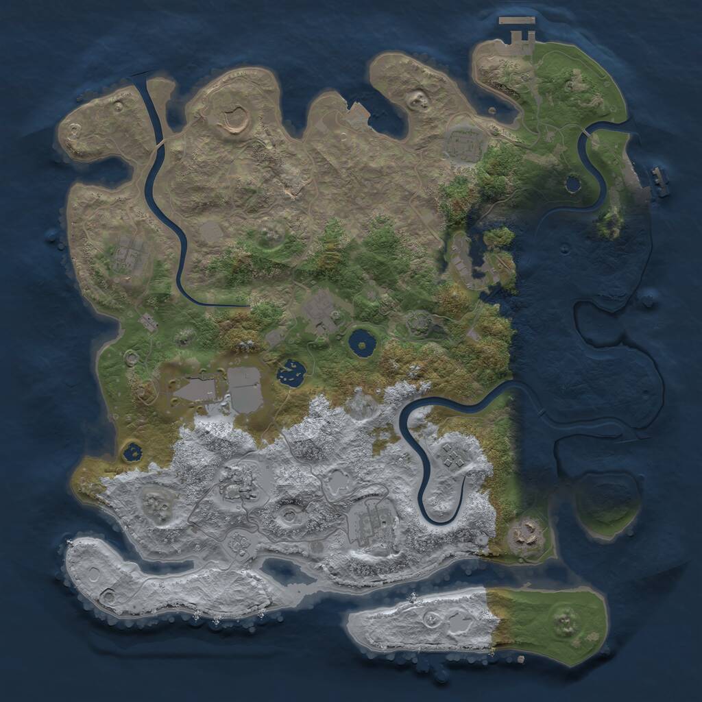 Rust Map: Procedural Map, Size: 3900, Seed: 41110163, 17 Monuments