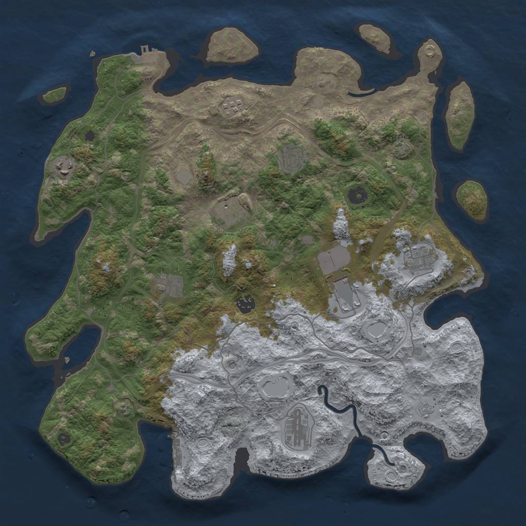 Rust Map: Procedural Map, Size: 4250, Seed: 1136819106, 17 Monuments