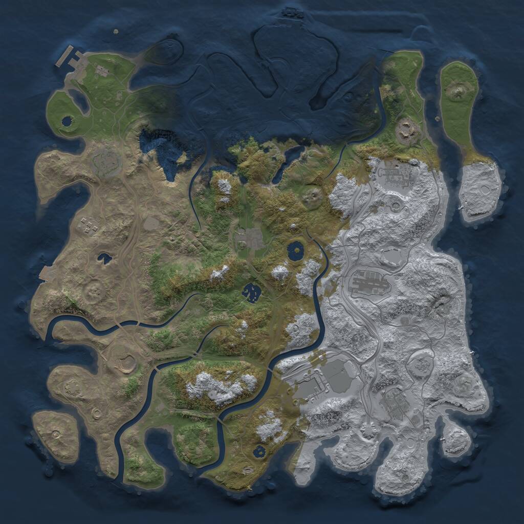 Rust Map: Procedural Map, Size: 4250, Seed: 41214323, 16 Monuments