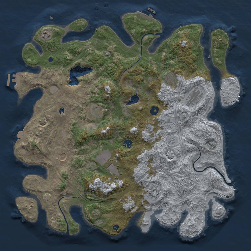 Rust Map: Procedural Map, Size: 4250, Seed: 41214323, 14 Monuments