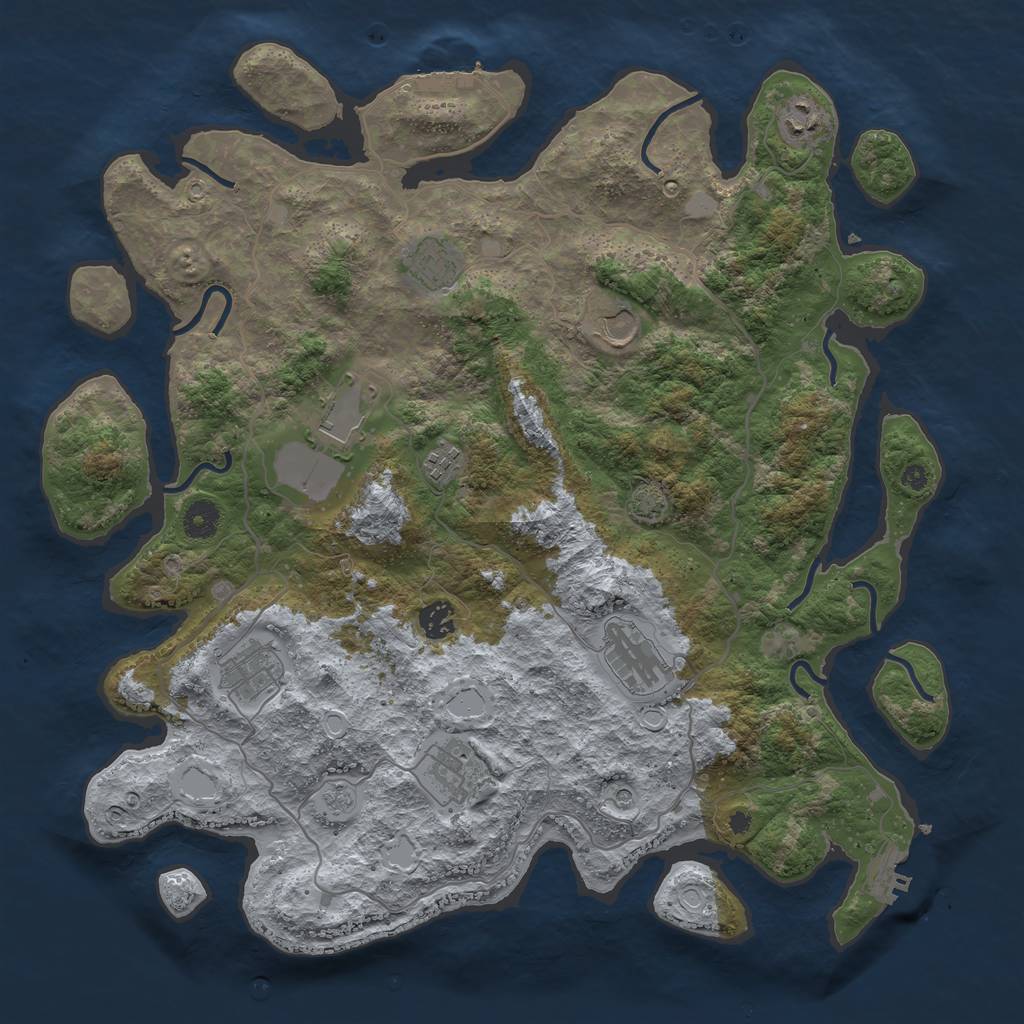Rust Map: Procedural Map, Size: 4100, Seed: 46471670, 17 Monuments