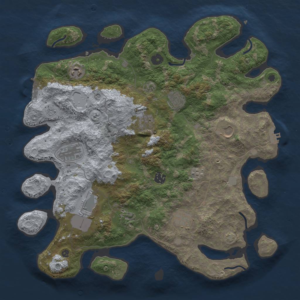 Rust Map: Procedural Map, Size: 3900, Seed: 63487656, 18 Monuments