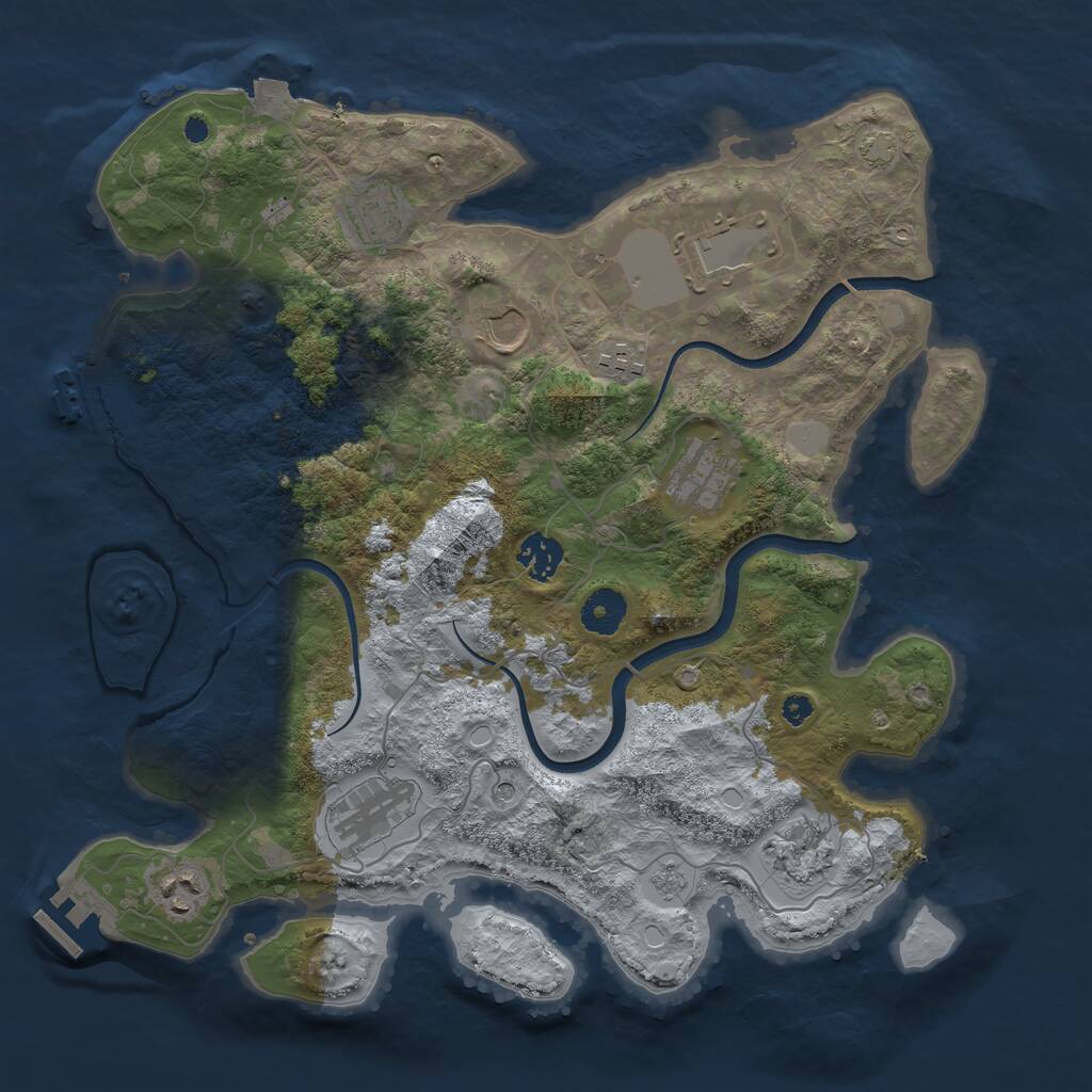 Rust Map: Procedural Map, Size: 3650, Seed: 78195668, 15 Monuments