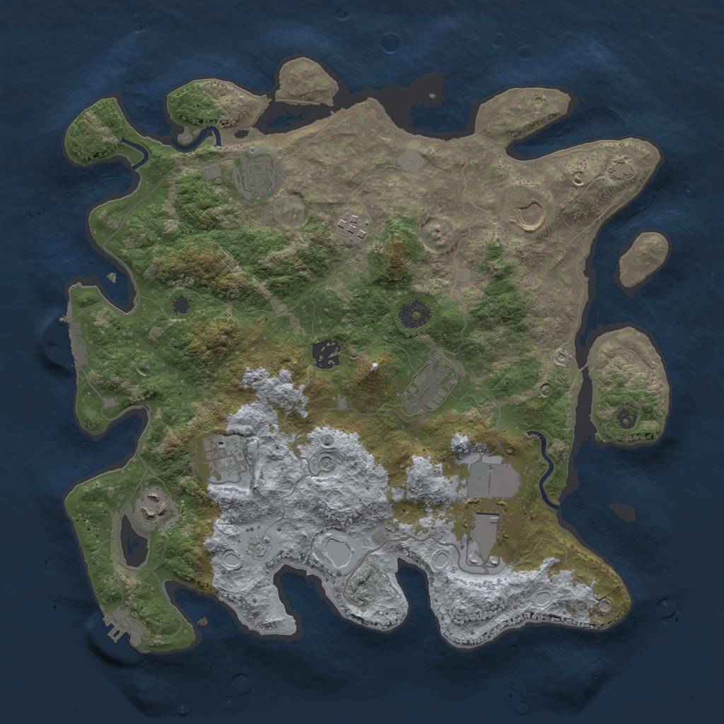 Rust Map: Procedural Map, Size: 3650, Seed: 19020151, 16 Monuments