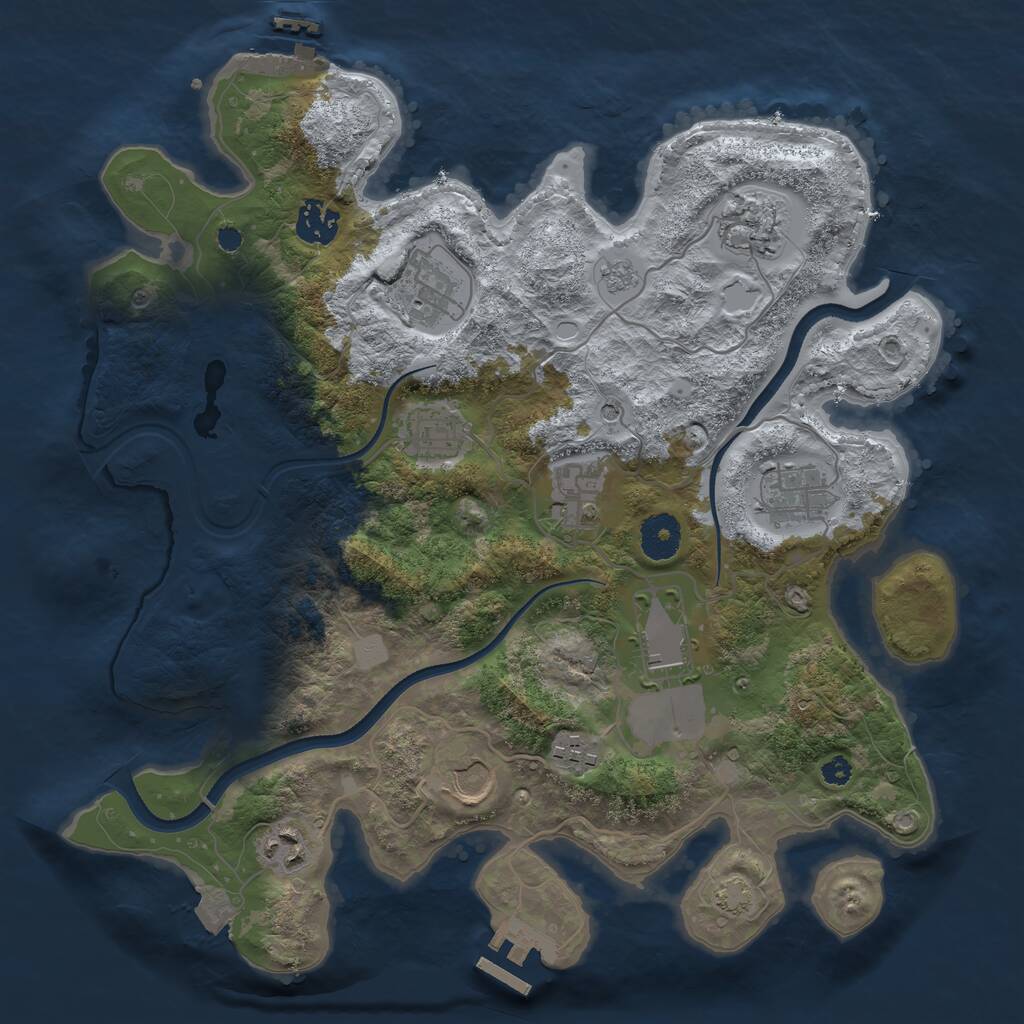 Rust Map: Procedural Map, Size: 3500, Seed: 1599576, 16 Monuments