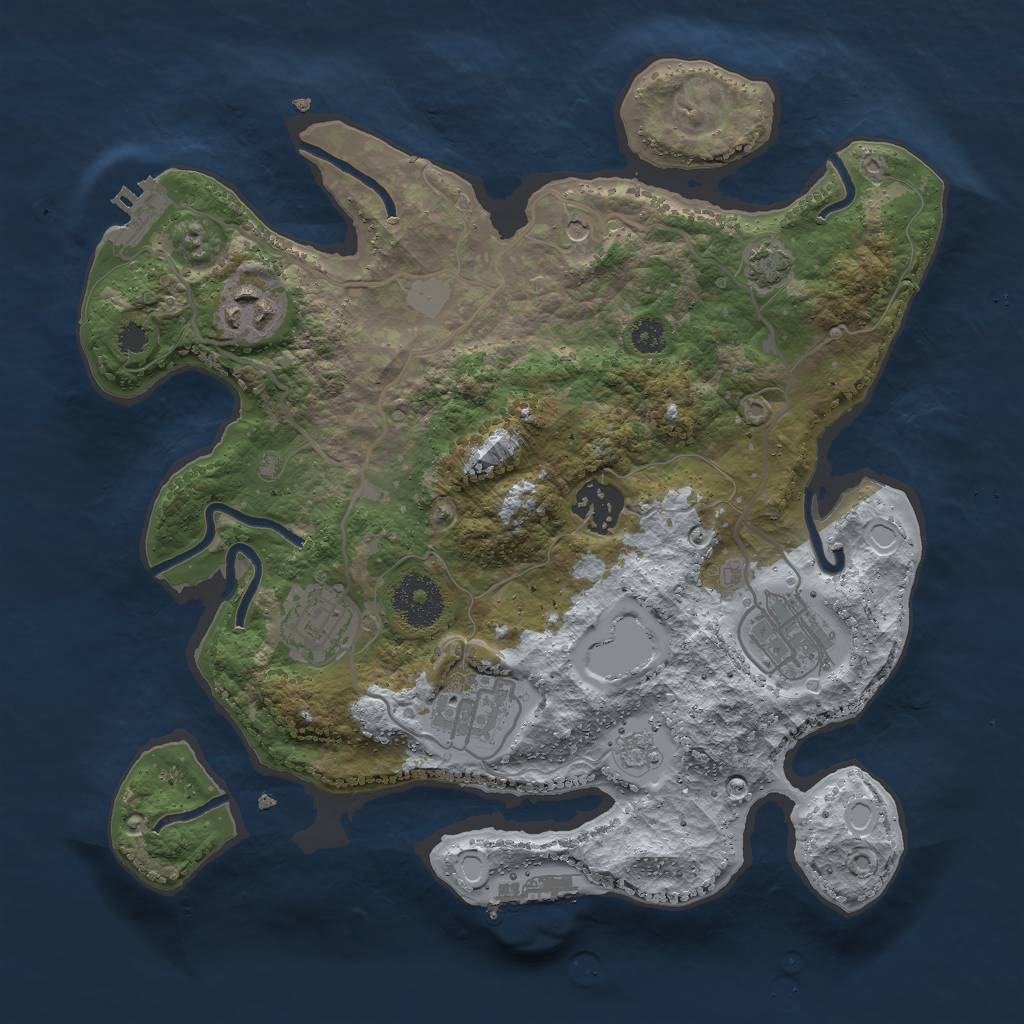 Rust Map: Procedural Map, Size: 3000, Seed: 1623365, 13 Monuments