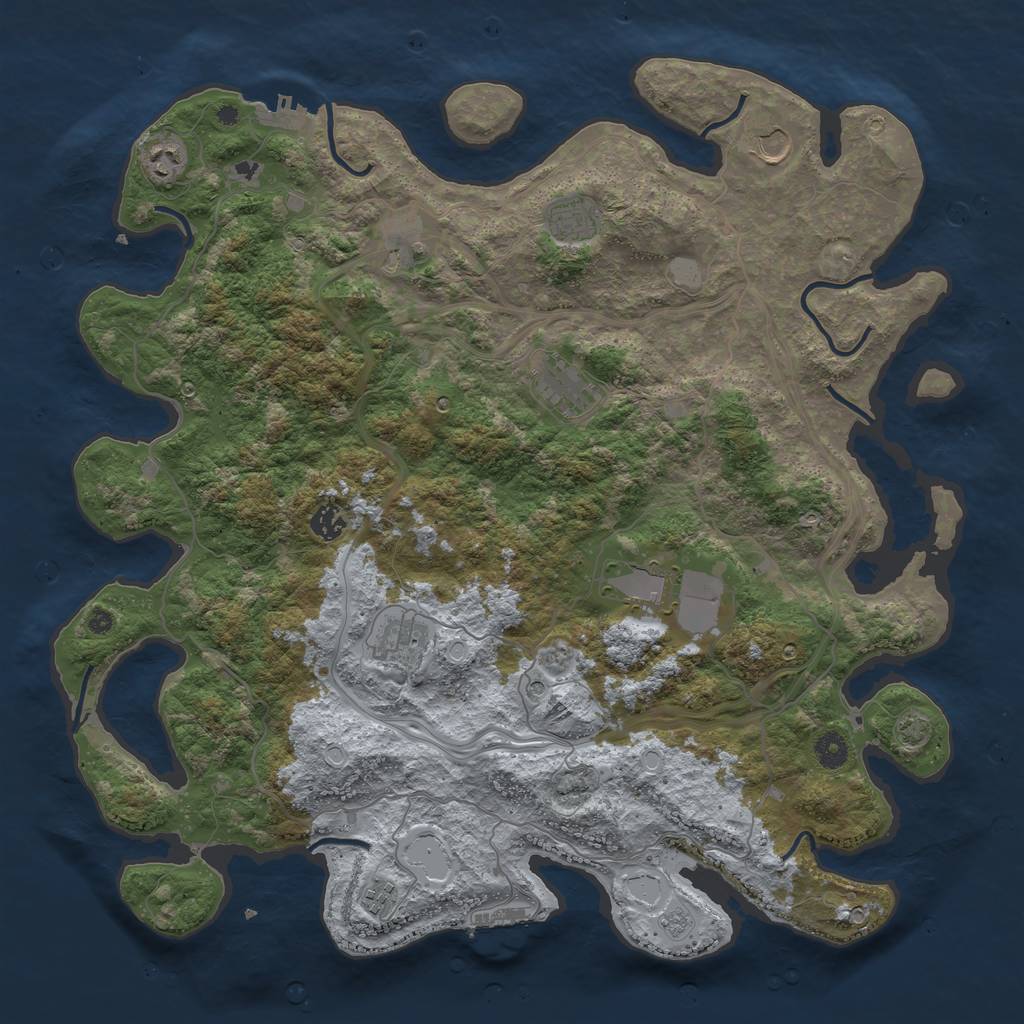 Rust Map: Procedural Map, Size: 4400, Seed: 77175034, 17 Monuments