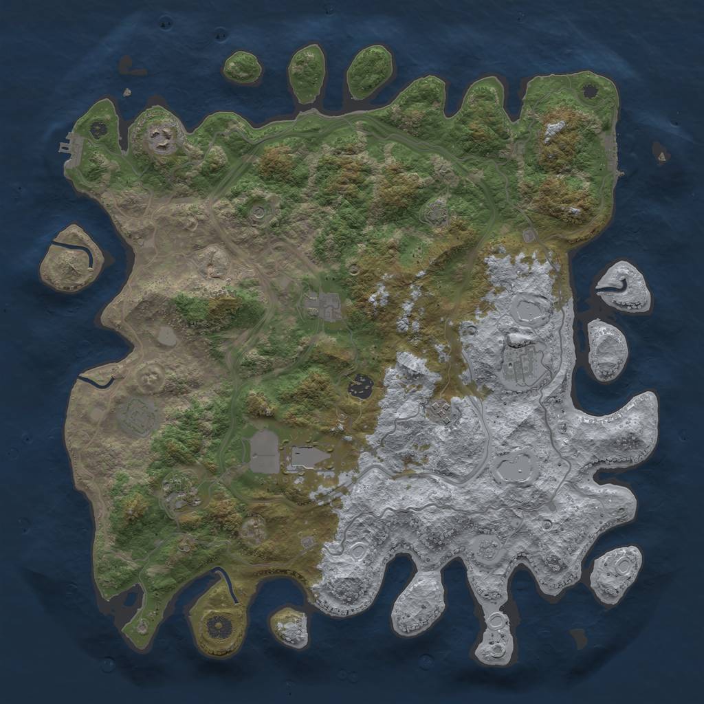 Rust Map: Procedural Map, Size: 4300, Seed: 29113728, 16 Monuments