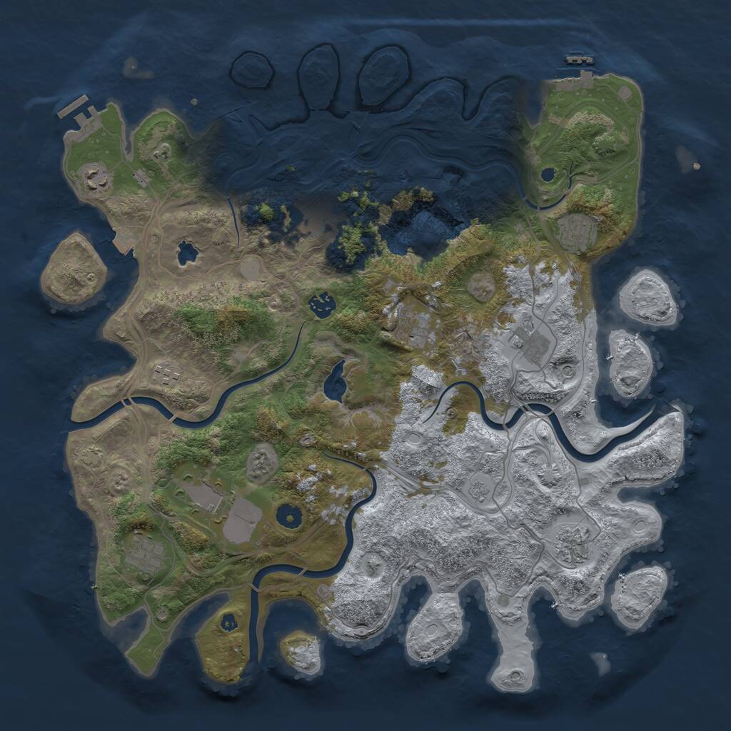 Rust Map: Procedural Map, Size: 4300, Seed: 29113728, 16 Monuments
