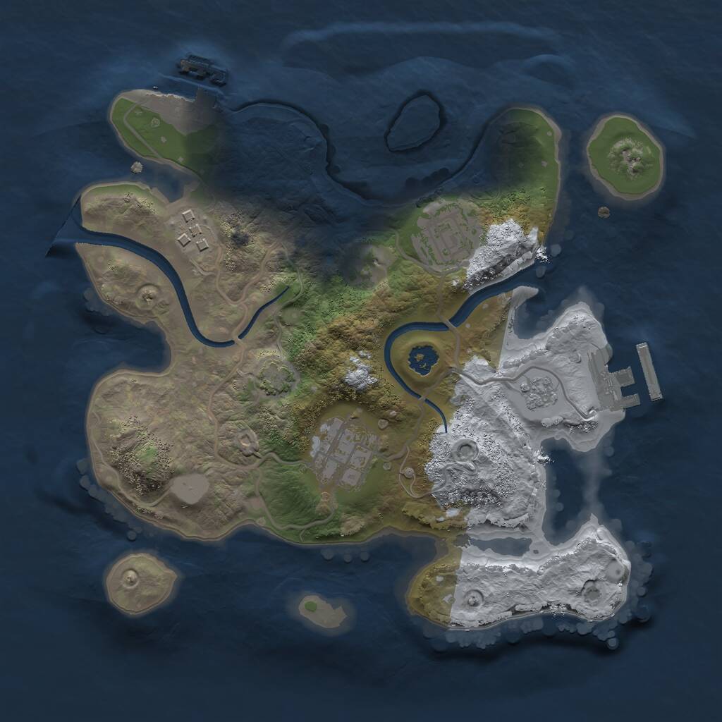 Rust Map: Procedural Map, Size: 2500, Seed: 171053647, 8 Monuments
