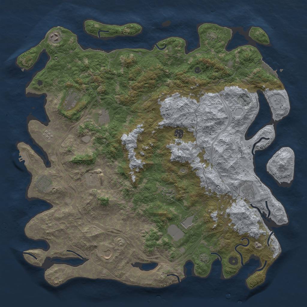 Rust Map: Procedural Map, Size: 4900, Seed: 96960336, 19 Monuments