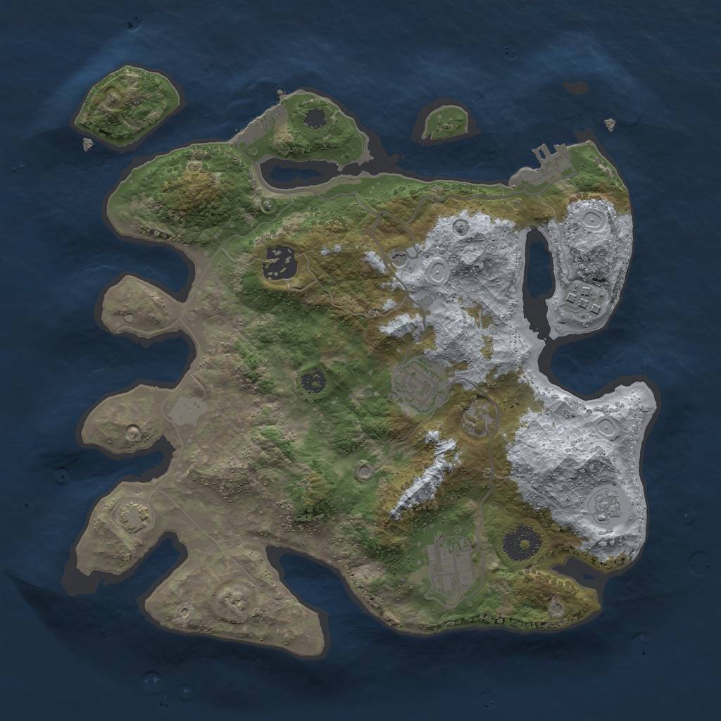 Rust Map: Procedural Map, Size: 3000, Seed: 225691245, 12 Monuments