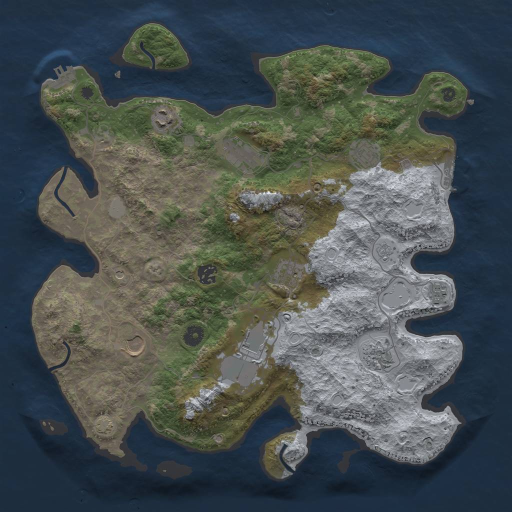 Rust Map: Procedural Map, Size: 3750, Seed: 63383497, 17 Monuments