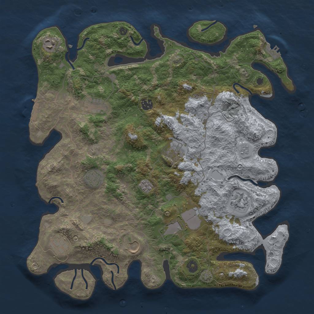 Rust Map: Procedural Map, Size: 4000, Seed: 51289003, 18 Monuments