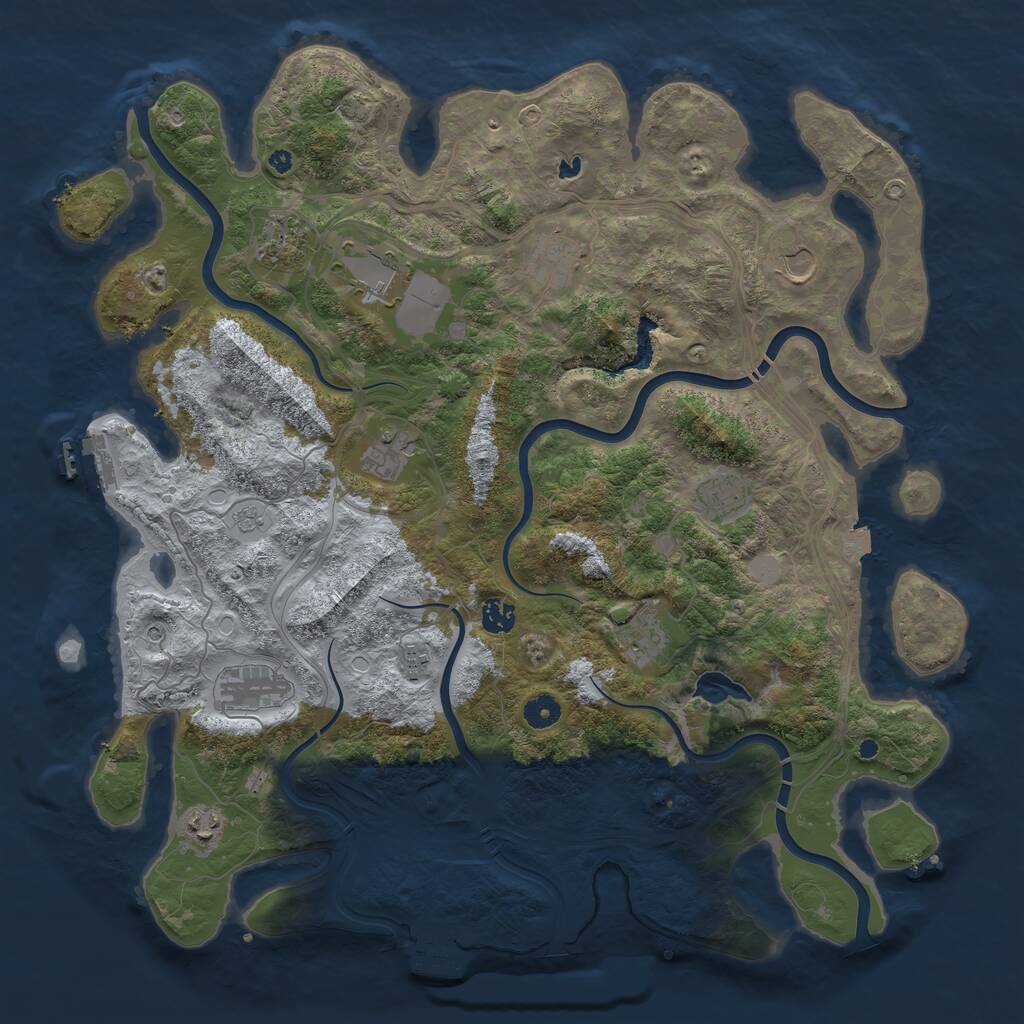 Rust Map: Procedural Map, Size: 4400, Seed: 2788591, 17 Monuments