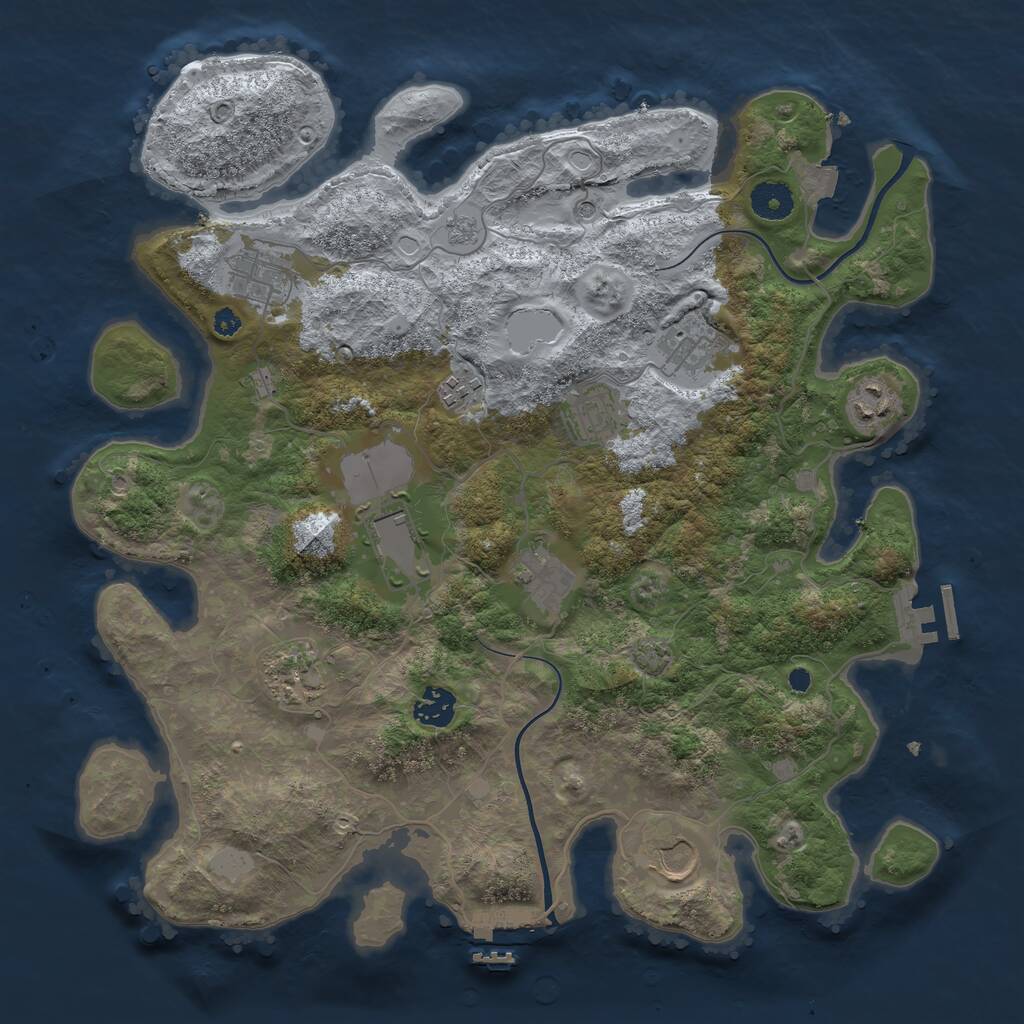 Rust Map: Procedural Map, Size: 3750, Seed: 49229149, 16 Monuments