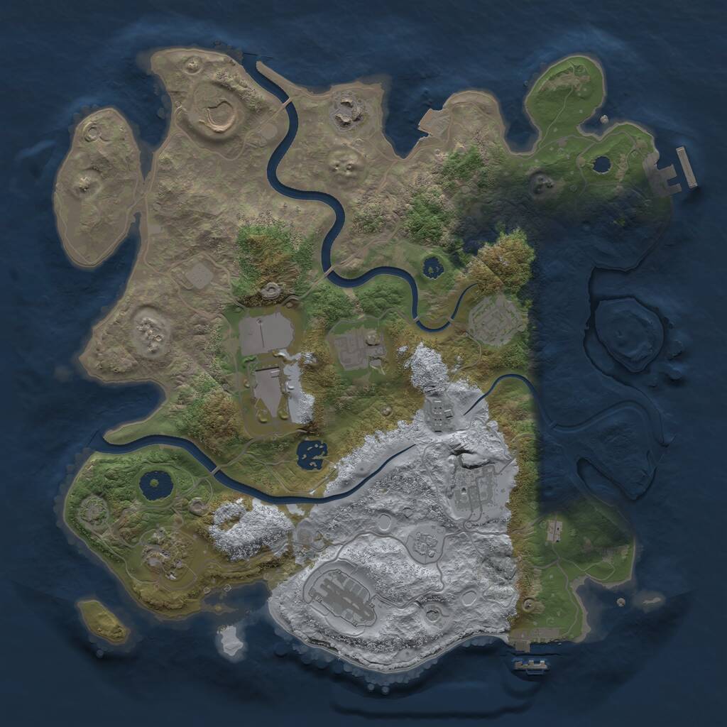 Rust Map: Procedural Map, Size: 3500, Seed: 668835088, 16 Monuments