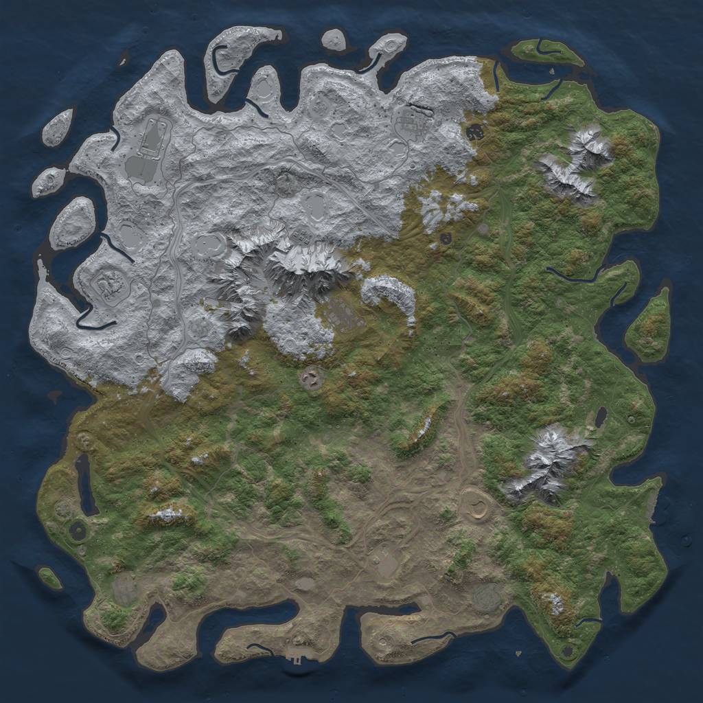Rust Map: Procedural Map, Size: 6000, Seed: 221186683, 19 Monuments