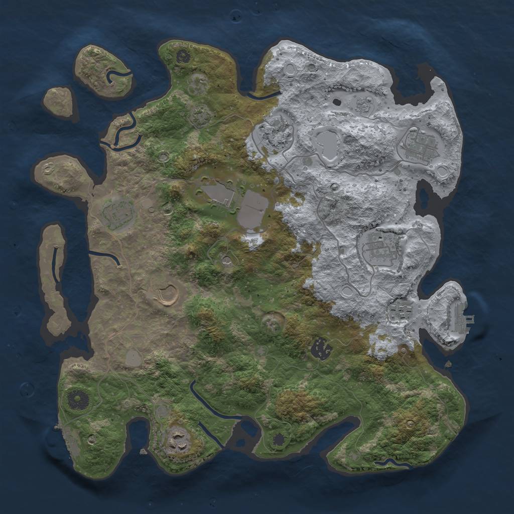 Rust Map: Procedural Map, Size: 3650, Seed: 76959051, 17 Monuments