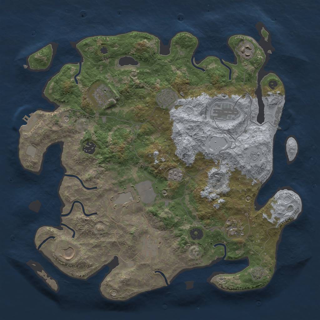 Rust Map: Procedural Map, Size: 3750, Seed: 42562, 18 Monuments