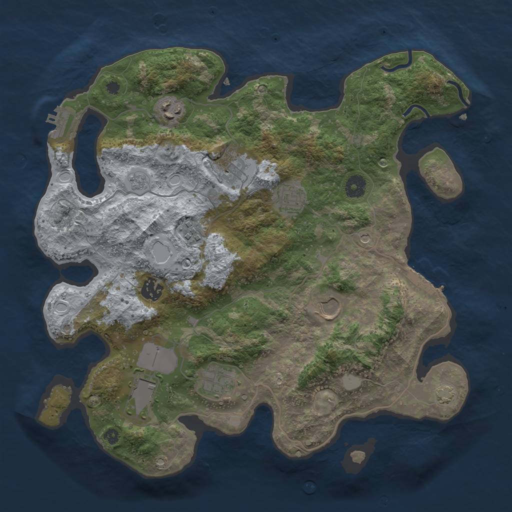Rust Map: Procedural Map, Size: 3500, Seed: 515762743, 16 Monuments