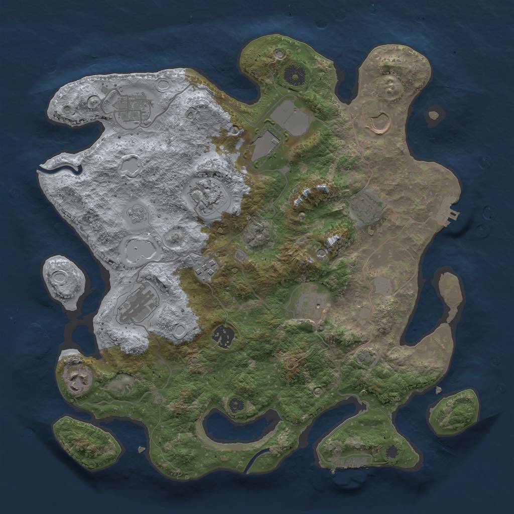 Rust Map: Procedural Map, Size: 3600, Seed: 4745484, 18 Monuments