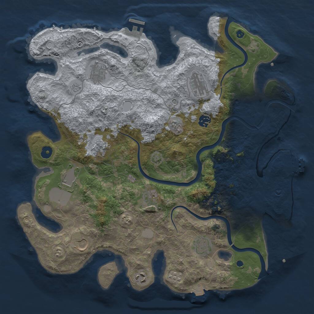 Rust Map: Procedural Map, Size: 3950, Seed: 33649001, 16 Monuments