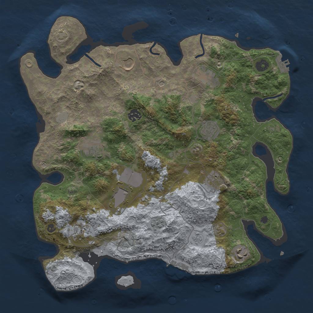 Rust Map: Procedural Map, Size: 3700, Seed: 82498459, 18 Monuments