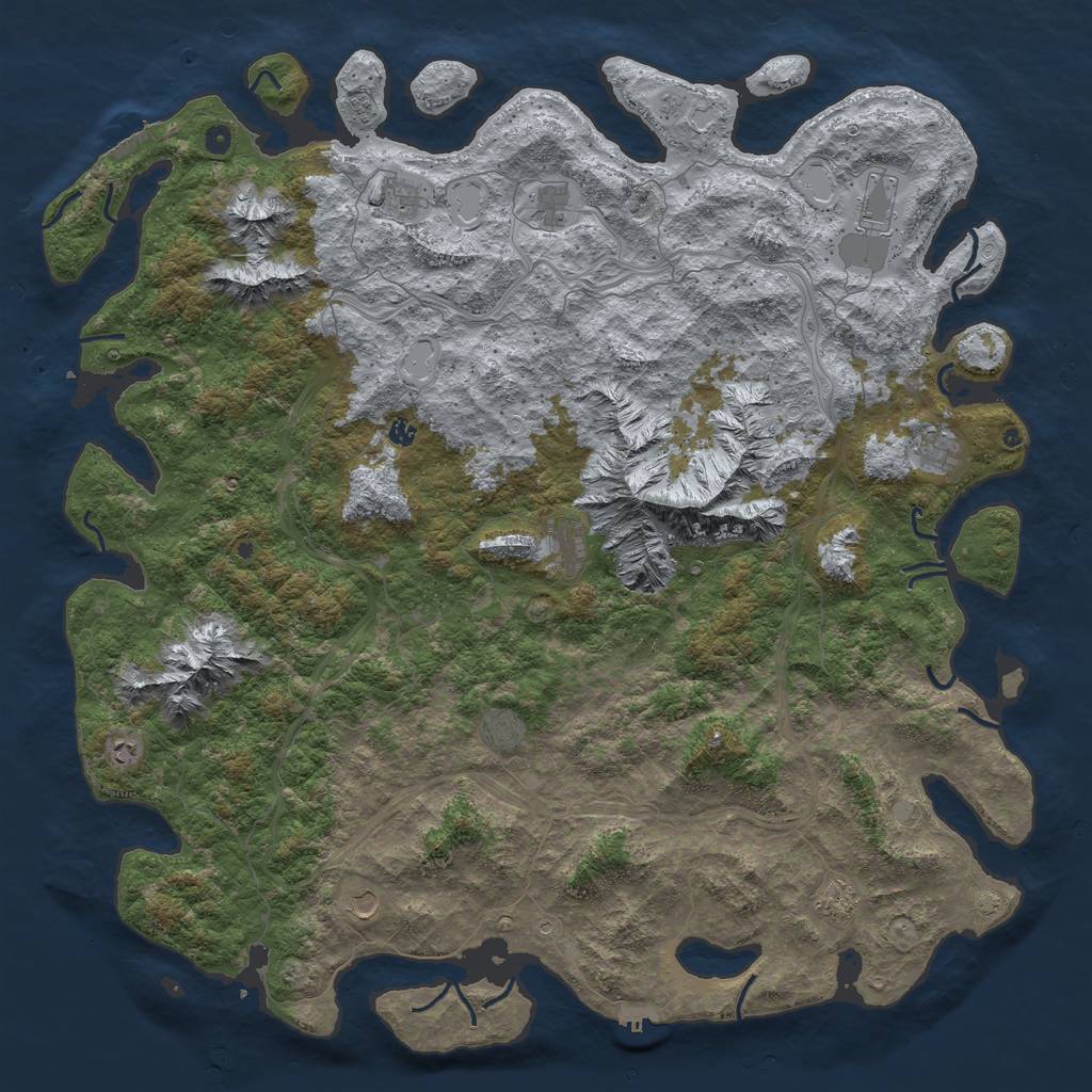 Rust Map: Procedural Map, Size: 6000, Seed: 1733931533, 19 Monuments
