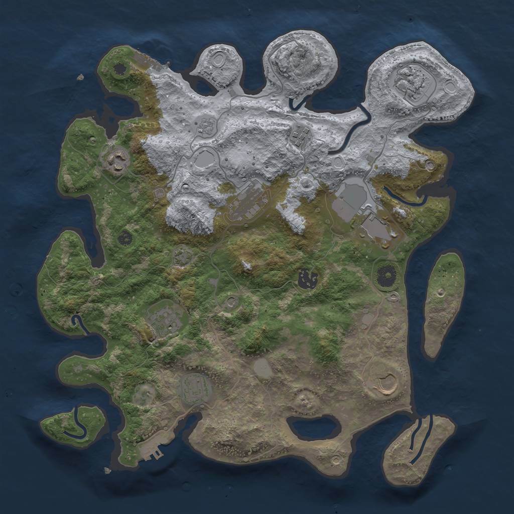 Rust Map: Procedural Map, Size: 3700, Seed: 94152259, 17 Monuments