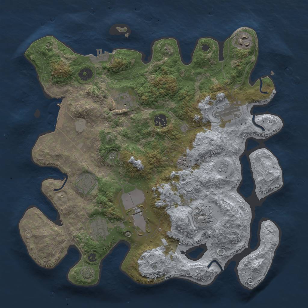 Rust Map: Procedural Map, Size: 3500, Seed: 1103422660, 17 Monuments