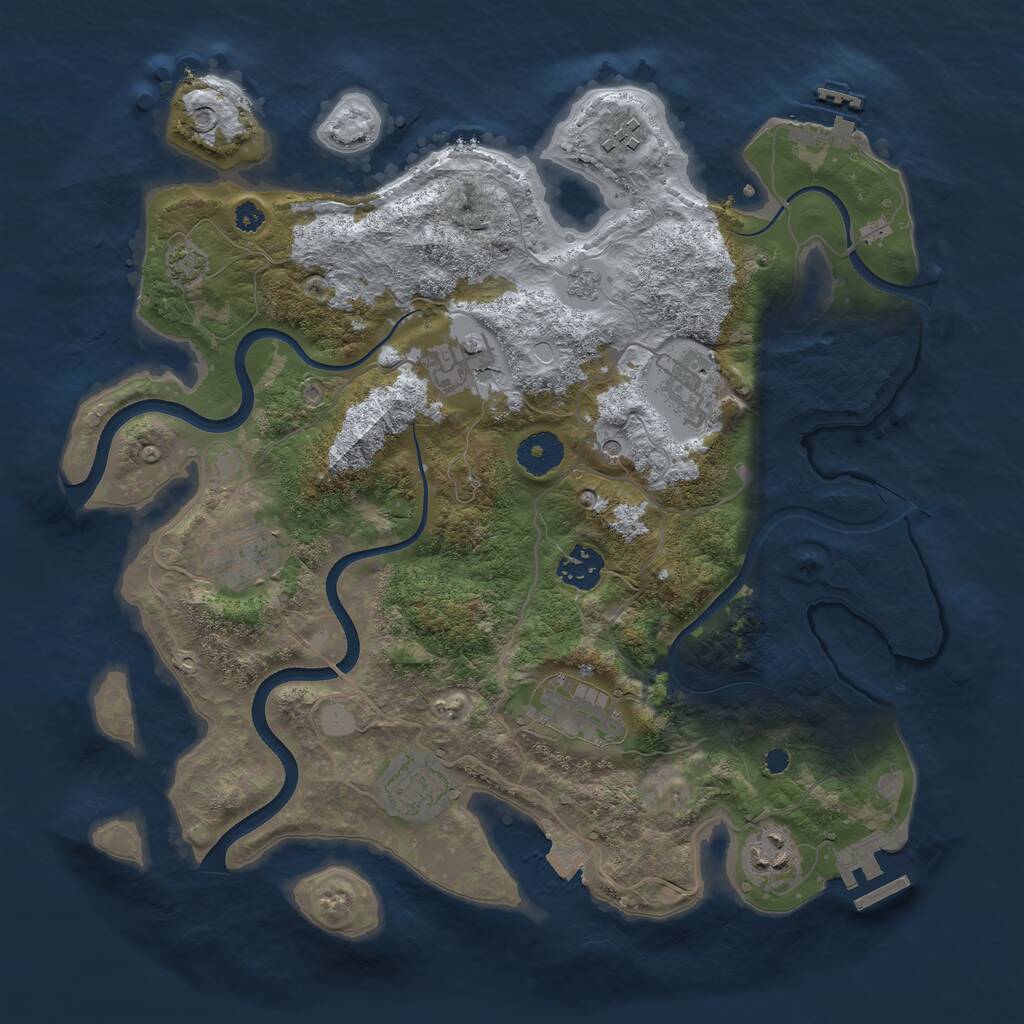 Rust Map: Procedural Map, Size: 3500, Seed: 1302805815, 14 Monuments