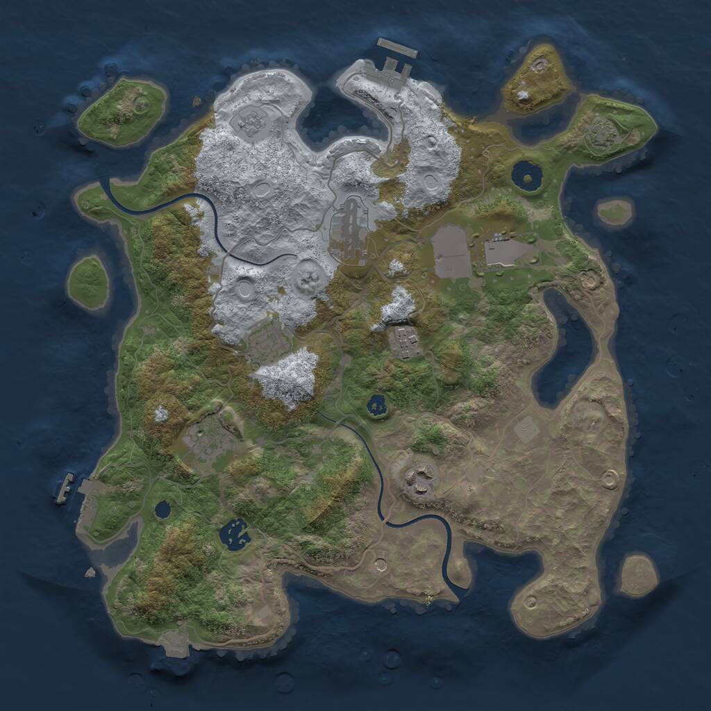 Rust Map: Procedural Map, Size: 3500, Seed: 938783503, 13 Monuments