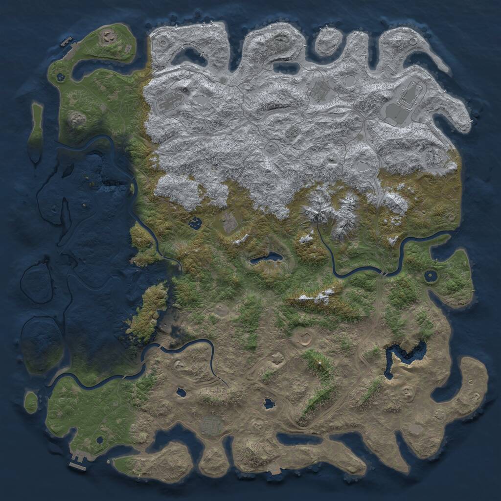 Rust Map: Procedural Map, Size: 6000, Seed: 1381194094, 17 Monuments