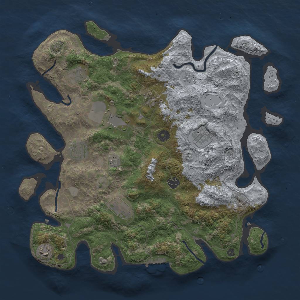 Rust Map: Procedural Map, Size: 3800, Seed: 84893127, 16 Monuments