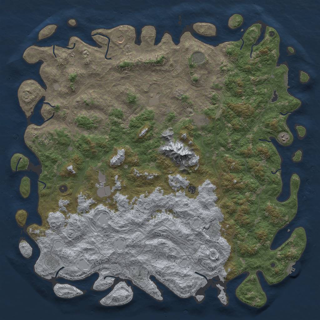 Rust Map: Procedural Map, Size: 6000, Seed: 5101, 19 Monuments