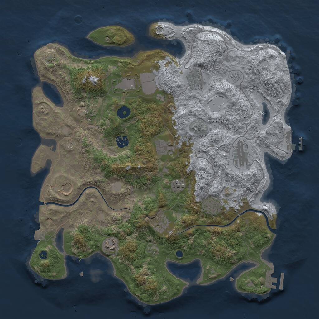Rust Map: Procedural Map, Size: 3800, Seed: 22060599, 17 Monuments