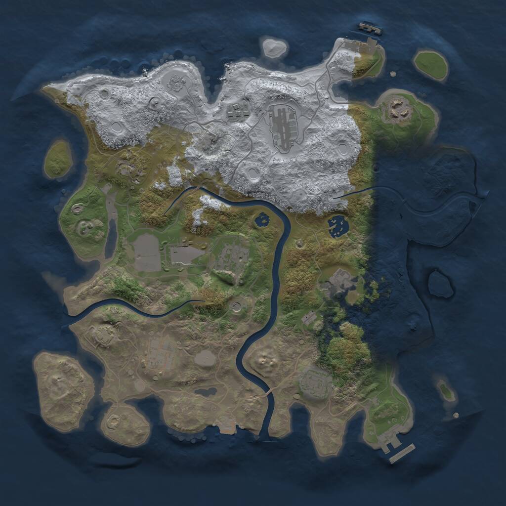 Rust Map: Procedural Map, Size: 3550, Seed: 28413744, 16 Monuments