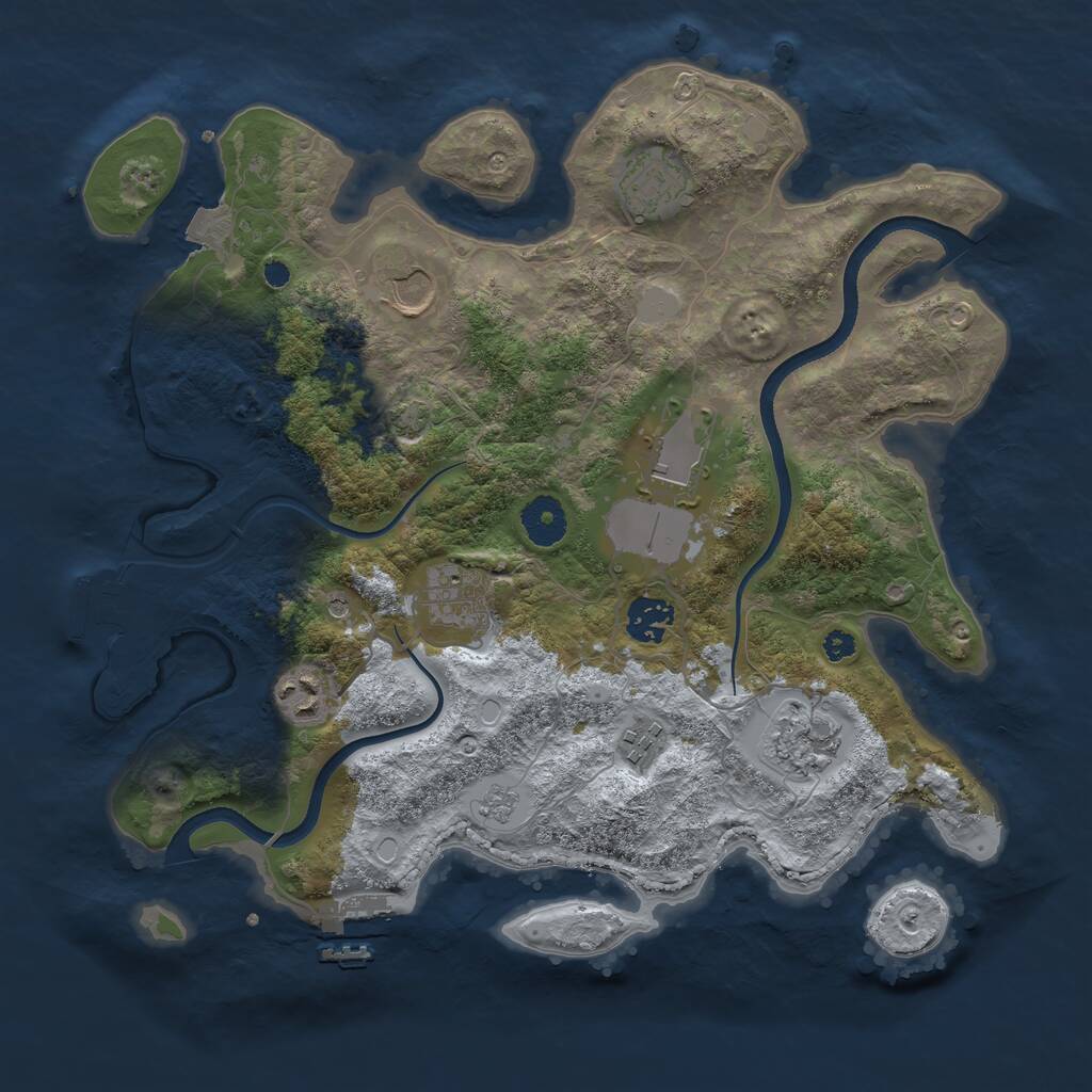 Rust Map: Procedural Map, Size: 3500, Seed: 82674, 14 Monuments