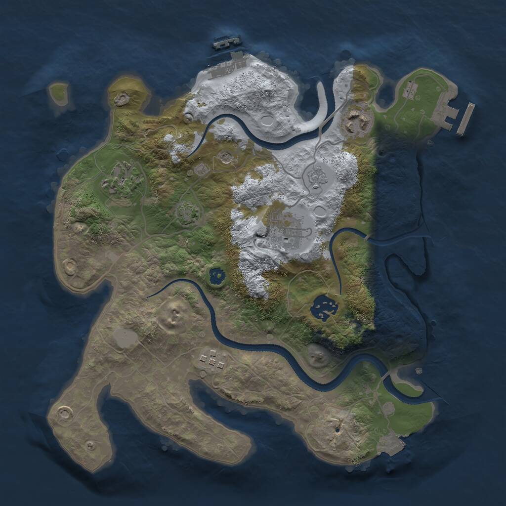 Rust Map: Procedural Map, Size: 3000, Seed: 23951, 11 Monuments