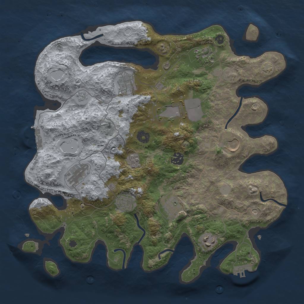 Rust Map: Procedural Map, Size: 3500, Seed: 1992854912, 18 Monuments